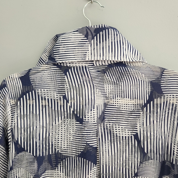 Damee Inc. Blue and White Circle Patterned Sheer Jacket - Picture 7 of 13
